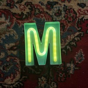 Mint Green Neon Letter M Light